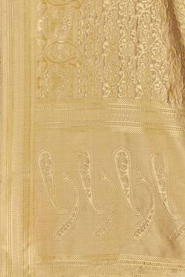 Beige Woven silk blend Saree With Blouse 4