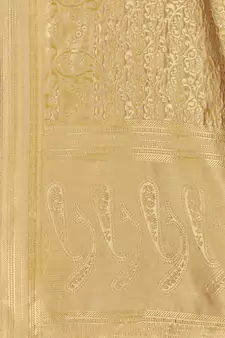 Beige Woven silk blend Saree With Blouse