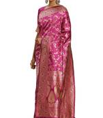 Pink Woven Art Silk Saree With Blouse