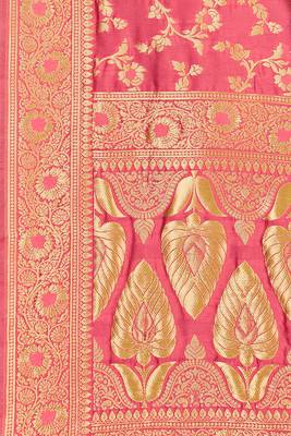 Peach Woven Art Silk Saree With Blouse 4