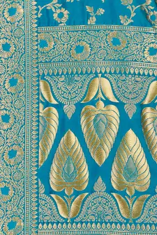 Sky Blue Woven Art Silk Blend Saree With Blouse