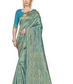Sky Blue Woven Banarasi Silk Saree With Blouse