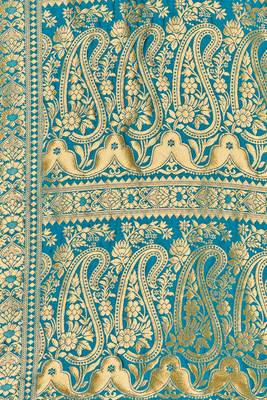 Sky Blue Woven Banarasi Silk Saree With Blouse 4