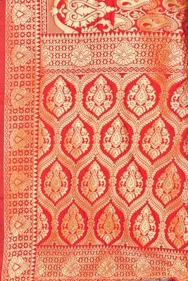 Red Woven  Art Silk Saree With Blouse 4