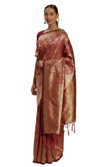 Red Woven  Art Silk Saree With Blouse