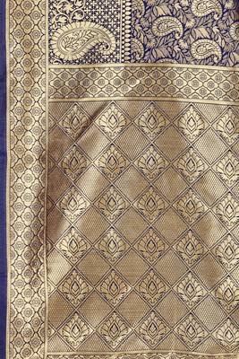Navy Blue Woven  Art Silk Saree With Blouse 4