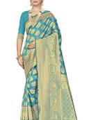 Sky Blue Woven Art Silk Saree With Blouse