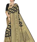 Black Woven Art Silk Saree With Blouse