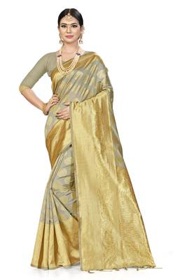 Beige Woven  Art Silk Saree With Blouse 1