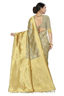 Beige Woven  Art Silk Saree With Blouse 2