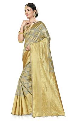 Beige Woven  Art Silk Saree With Blouse 3