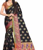 Black woven banarasi saree with blouse