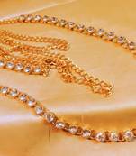 Traditional Single Line Zircon Gold Tone Waistbelt