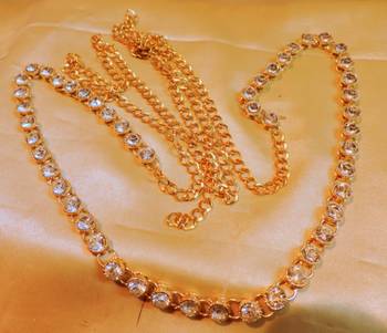 Traditional Single Line Zircon Gold Tone Waistbelt 2