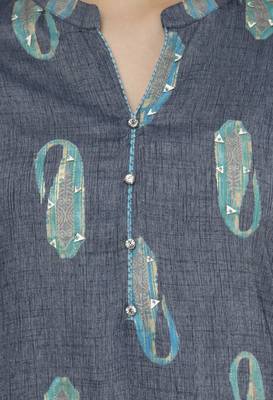 Women grey Straight Front Slit A line kurti with palazzo 5