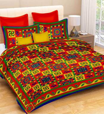 Multicolor Cotton Double Bedsheets 1