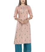 Women pink printed viscose kurti