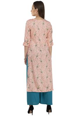 Women pink printed viscose kurti 2