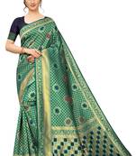 Green woven art silk sarees saree with blouse