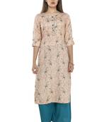 Women orange Printed viscose kurti