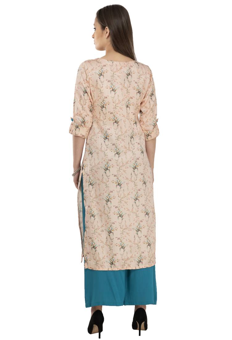 Women orange Printed viscose kurti