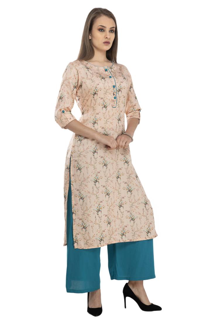 Women orange Printed viscose kurti