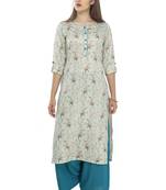 Women green printed viscose kurti