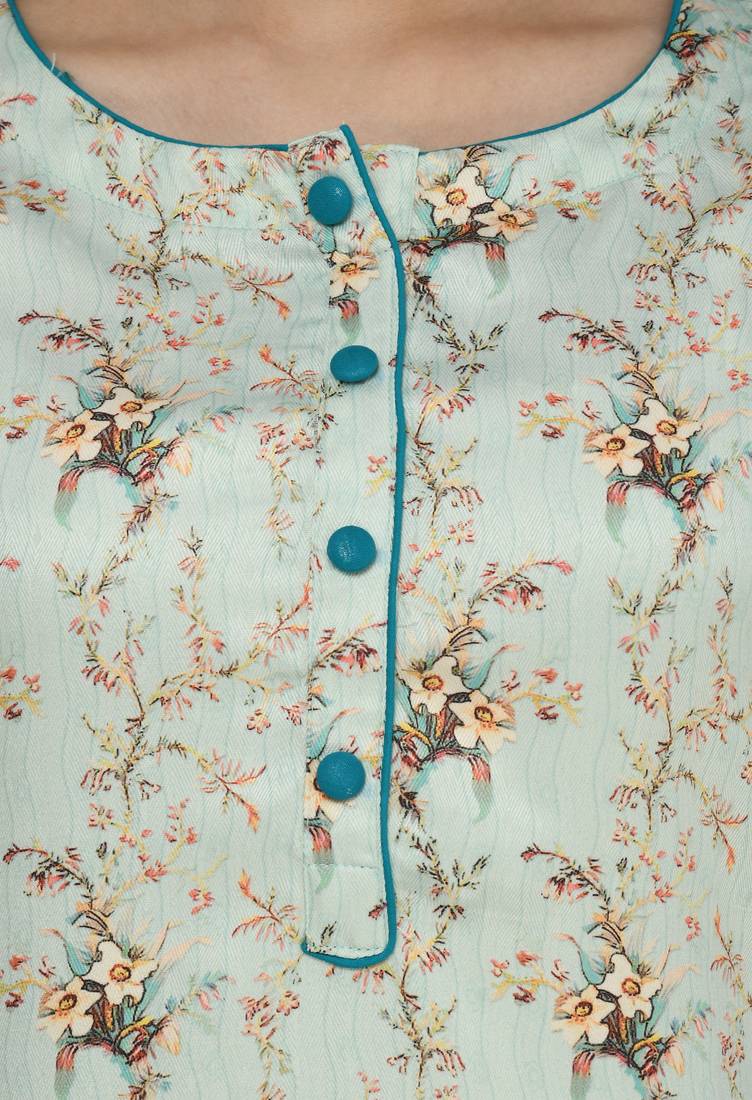 Women green printed viscose kurti