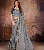 Grey Georgette Saree With Blouse Piece