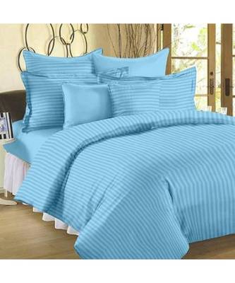 Luxurious 210 TC Striped Cotton Bedsheet with 2 Pillow Covers 1
