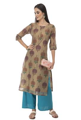 Women multicolor printed art silk kurti 1