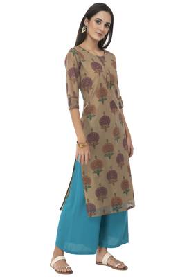 Women multicolor printed art silk kurti 3
