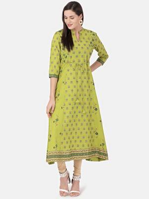 Light-green printed cotton kurtas-and-kurtis 1