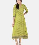Light-green printed cotton kurtas-and-kurtis