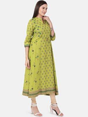 Light-green printed cotton kurtas-and-kurtis 2