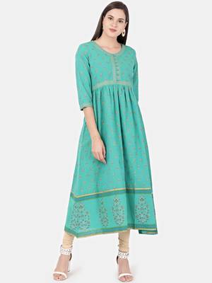 Green printed cotton kurtas-and-kurtis 1