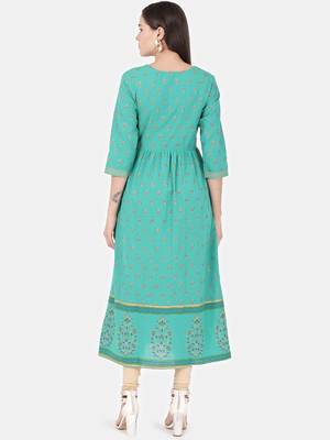 Green printed cotton kurtas-and-kurtis 3