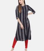 Dark-blue woven cotton kurtas-and-kurtis