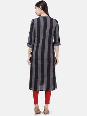 Dark-blue woven cotton kurtas-and-kurtis 3