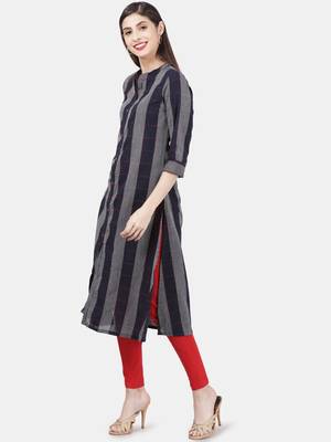 Dark-blue woven cotton kurtas-and-kurtis 4