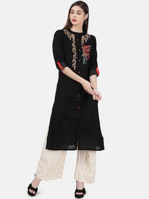 Black embroidered cotton kurtas-and-kurtis 1