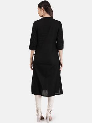 Black embroidered cotton kurtas-and-kurtis 3