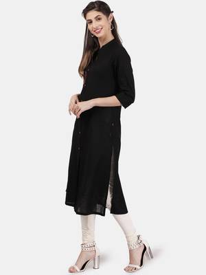 Black embroidered cotton kurtas-and-kurtis 4