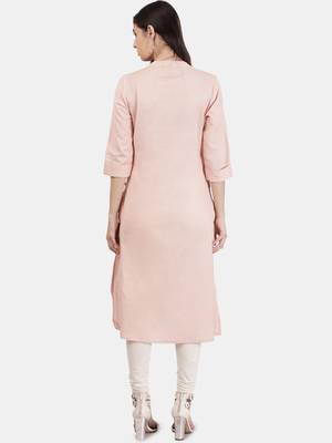 Peach embroidered cotton kurtas-and-kurtis 3