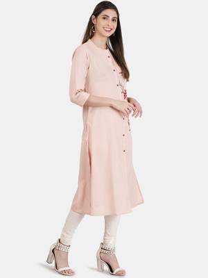 Peach embroidered cotton kurtas-and-kurtis 5