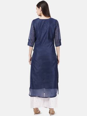 Dark-blue embroidered chanderi kurtas-and-kurtis 3