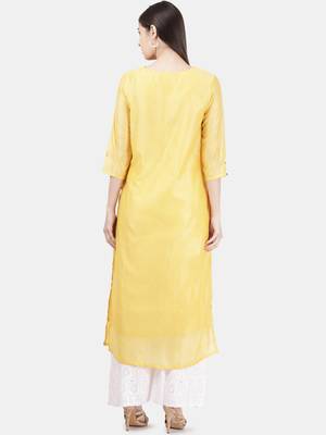 Yellow embroidered chanderi kurtas-and-kurtis 3