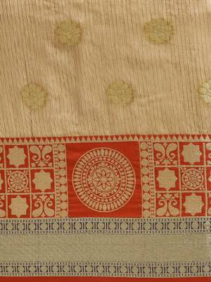 Kimisha Women's Brown Kota Doria Zari Woven Saree with Zari Border 4