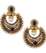 Blue polki and pearl bridal festival India ethnic ADIVA earring ab57b