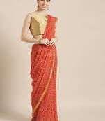Kimisha Women's Orange Color Georgette Bandhani Print Saree